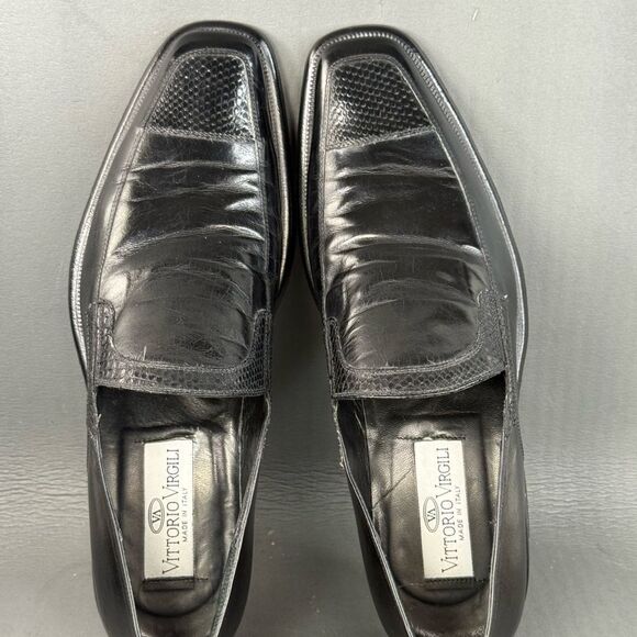 Vittorio Virgili Men’s Size 11 Black Leather Loafers – Made in Italy Slip-On - Picture 6 of 10